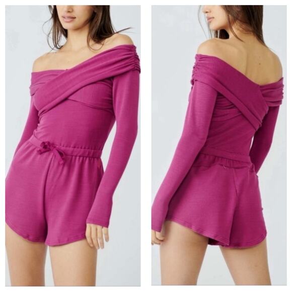 Free People Movement Love Spell One-Piece Small Pink Knit Romper Workout Stretch - Picture 13 of 13